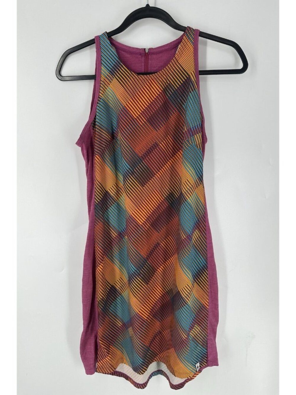 Smartwool Merino Tank Dress Festive Fuchsia Mountain Plaid Womens S EUC